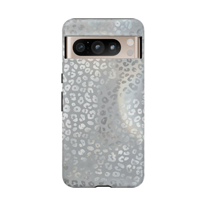 Grey Leopard Print Tough Phone Case — Durable Protective iPhone Cover