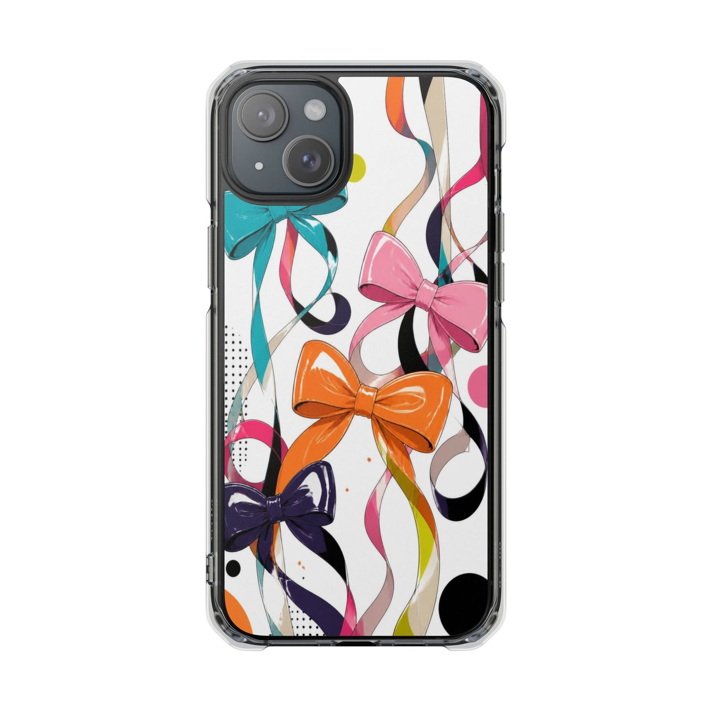 Clear Magnetic Phone Case — Colorful Ribbon & Bow Design