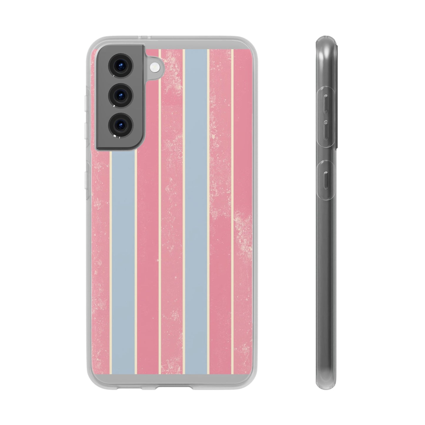 Striped Pink & Blue Phone Case — Retro Pastel Flexi Case