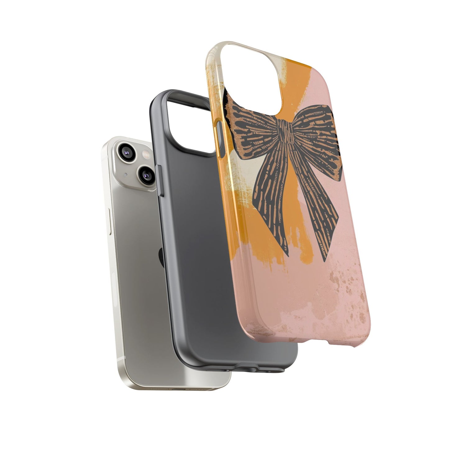 Bow Brushstroke Tough Phone Case — Pink & Mustard