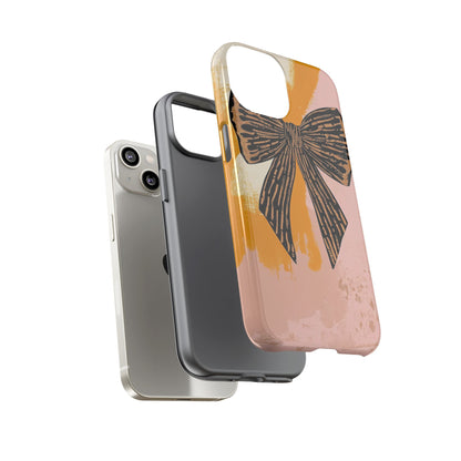 Bow Brushstroke Tough Phone Case — Pink & Mustard