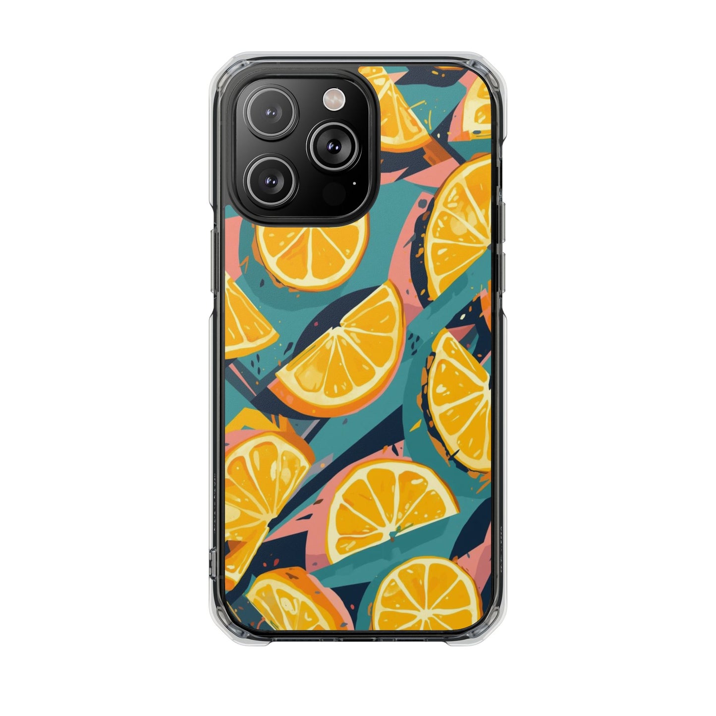 Clear Impact Phone Case — Bright Citrus Slice Pattern, Magnetic Compatible