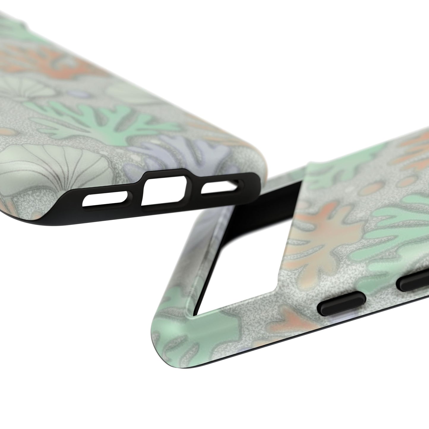 Pastel Coral Reef Tough Phone Case – Sea Shell & Coral Pattern Durable Protector