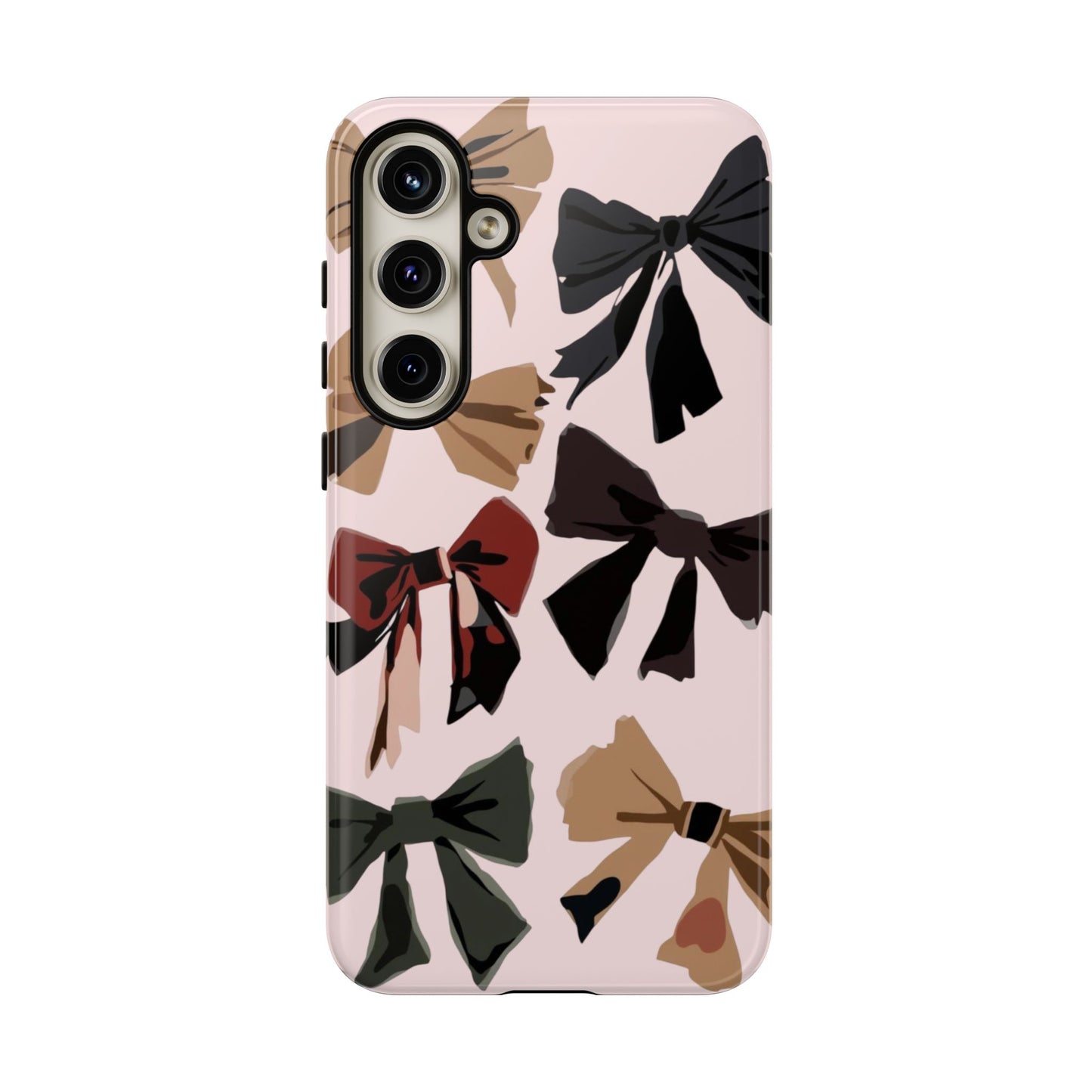 Bow Pattern Phone Case - Pink, Brown & Black Bows Protective Cover