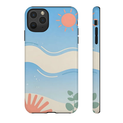 Beach Waves Tough Phone Case — Summer Sun & Seashell Protective Cover