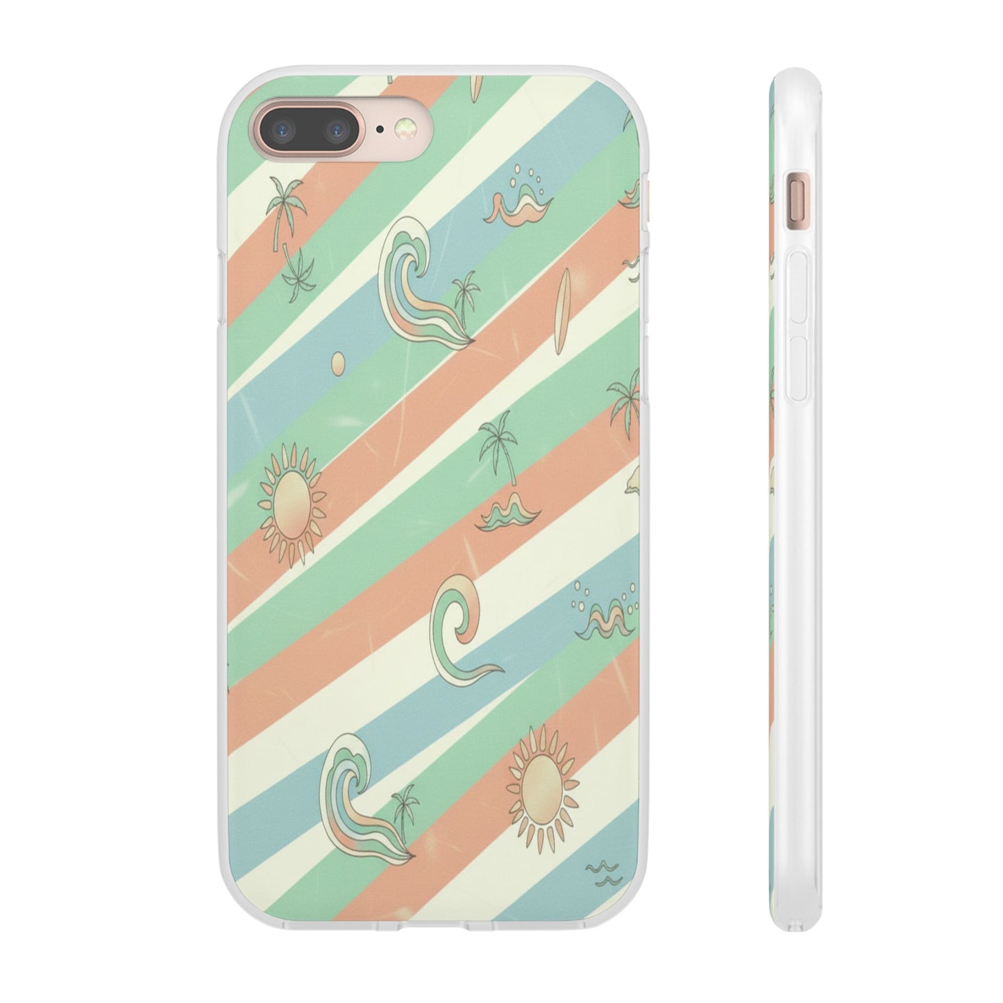 Beach Vibes Phone Case — Retro Pastel Surf & Palm Protective Flexi Case
