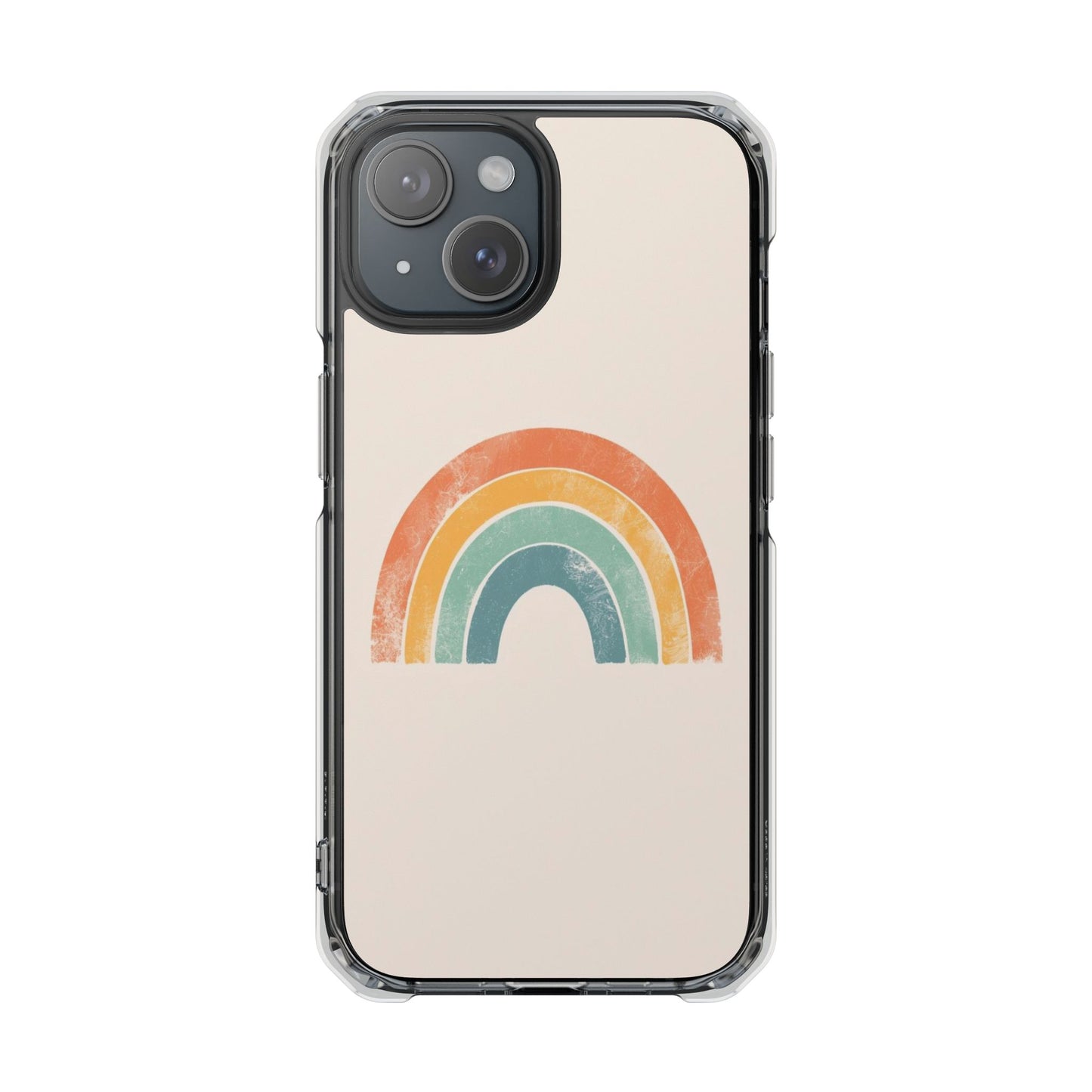 Clear Impact Phone Case — Pastel Boho Rainbow Design, Magnetic Compatible