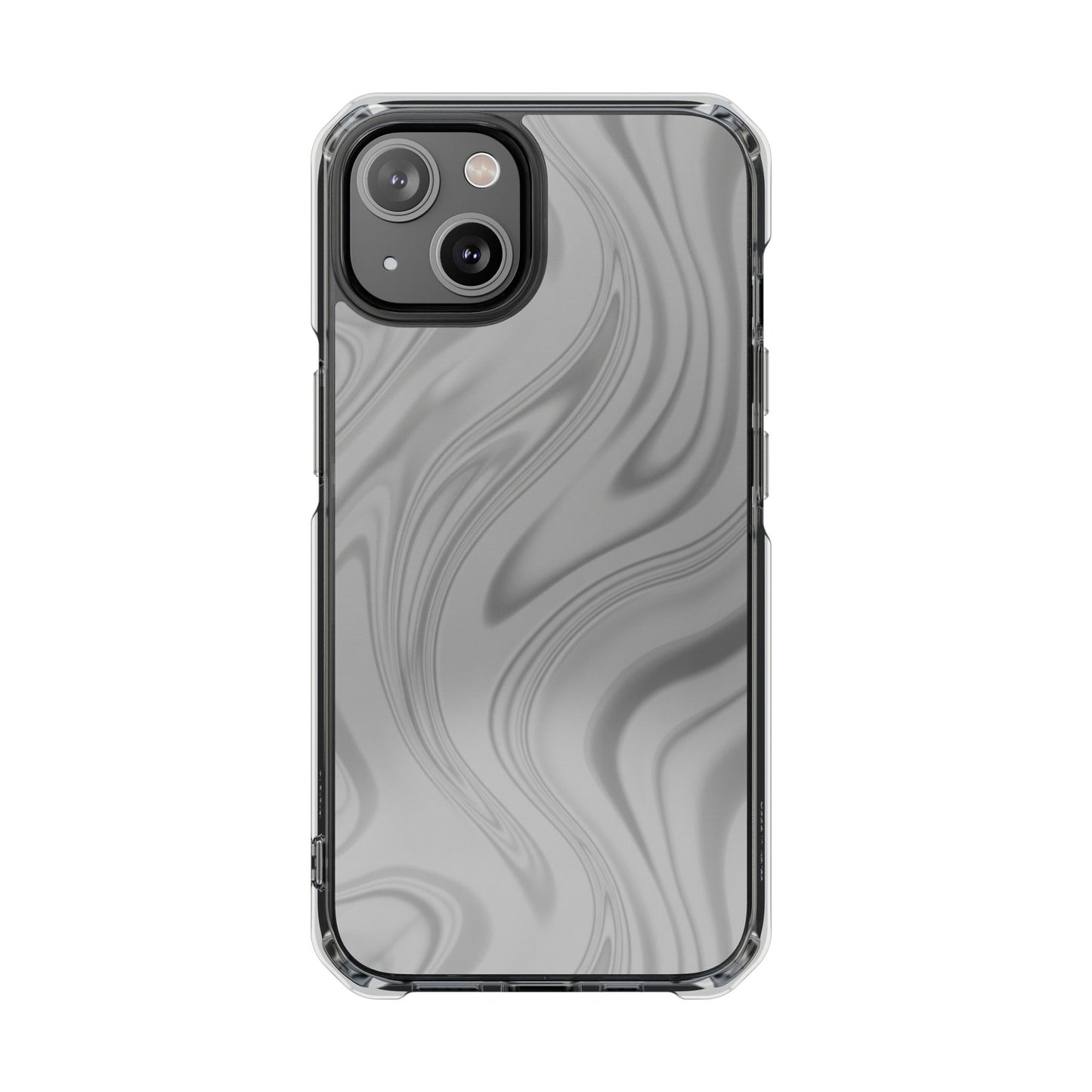 Clear Magnetic Impact Phone Case — Gray Marble Swirl