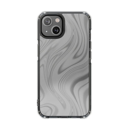 Clear Magnetic Impact Phone Case — Gray Marble Swirl