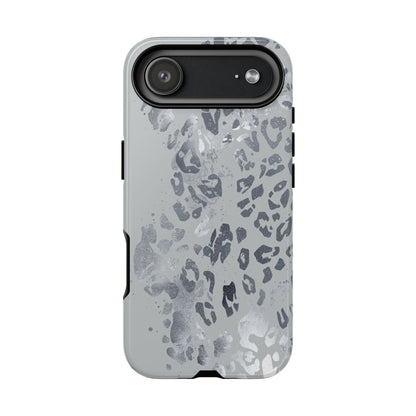 Gray Leopard Print Tough Phone Case