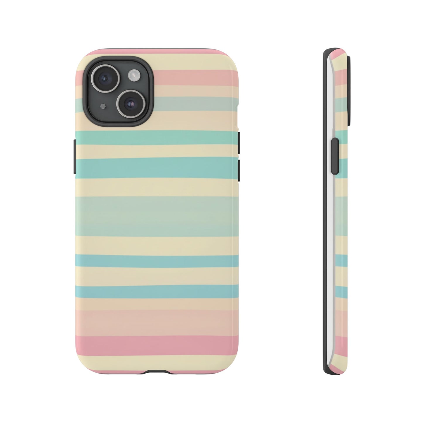 Pastel Striped Tough Phone Case – Protective Retro Rainbow Design
