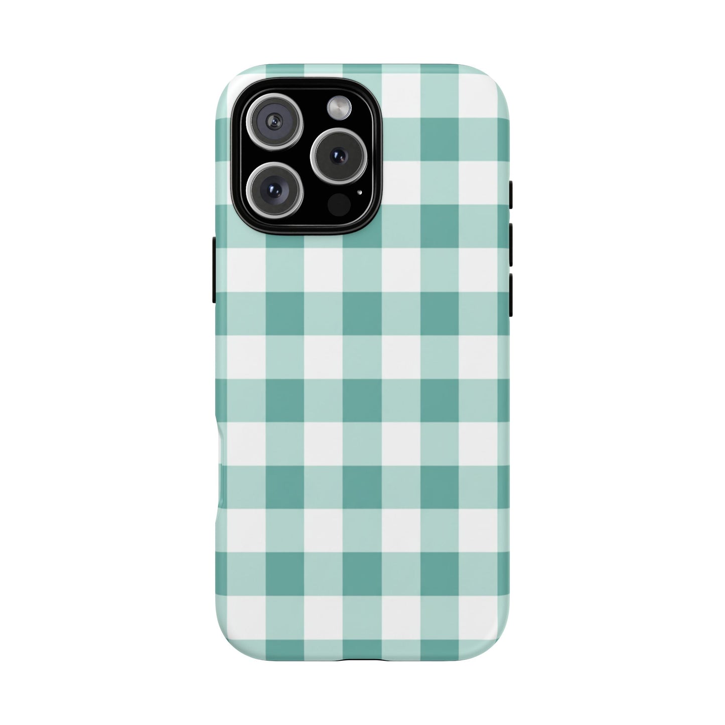 Mint Green Buffalo Check Tough Phone Case — Durable Plaid Protective Cover
