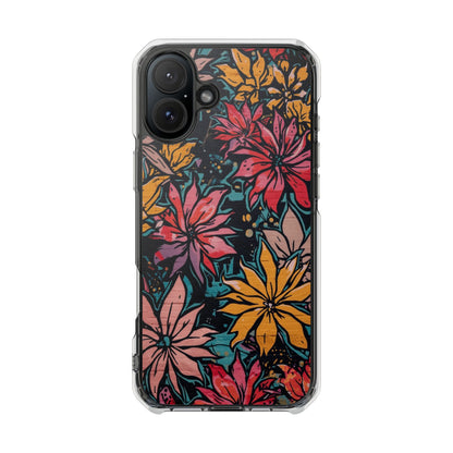 Clear Impact Phone Case — Vibrant Floral Poinsettia Design (Magnetic)