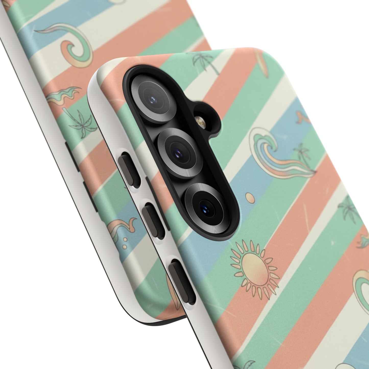 Surf Stripe Tough Phone Case — Retro Beach Waves Pattern