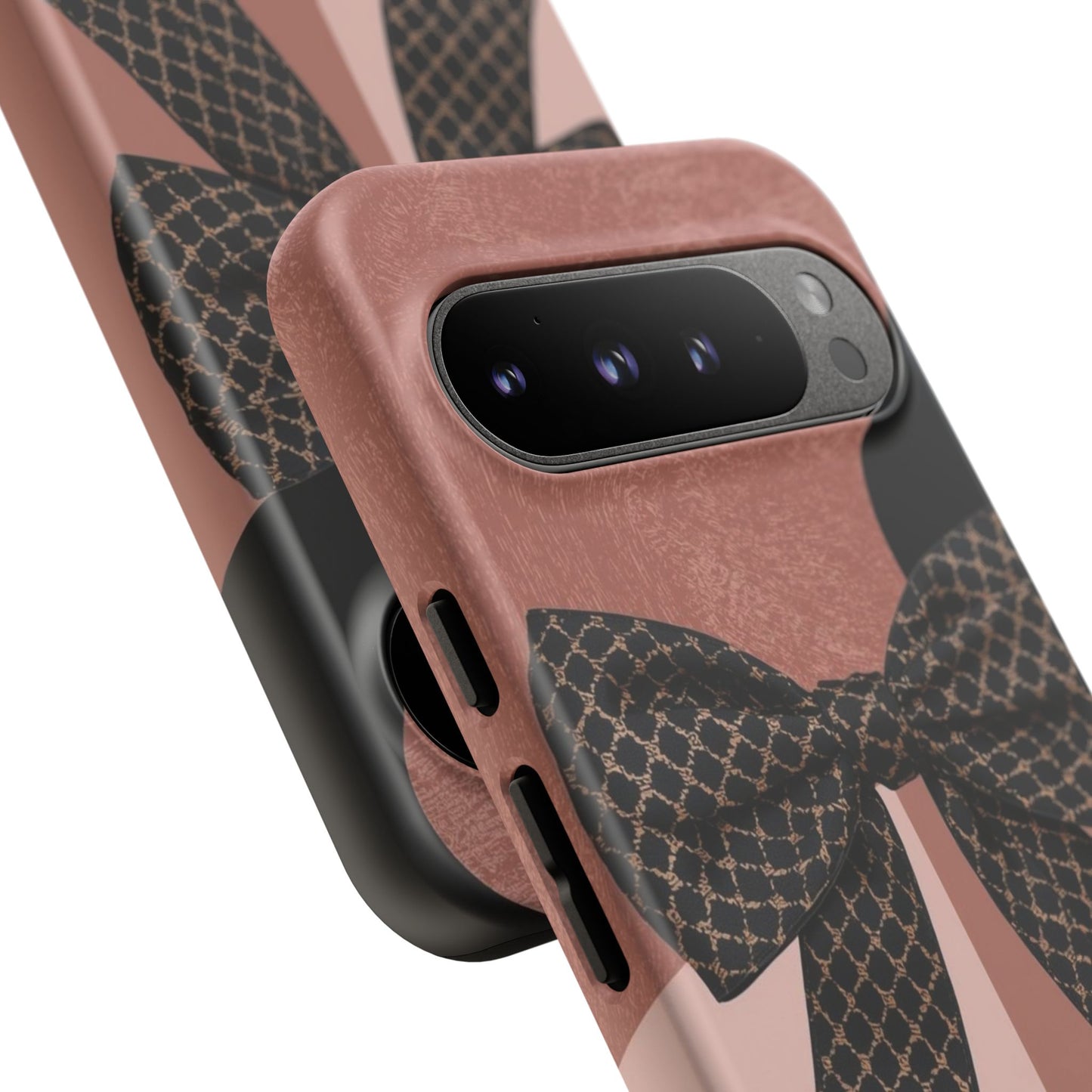Bow Stripe Tough Phone Case – Pink Mauve Protective Cover