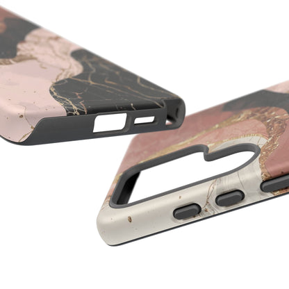 Marbled Rose Gold Phone Case — Abstract Pink & Black Protective Tough Case