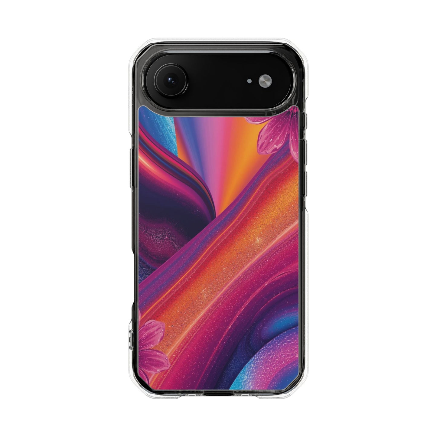 Clear Magnetic Impact Phone Case — Colorful Floral Design