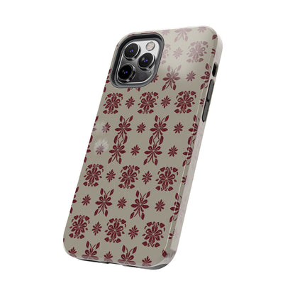 Tough Phone Case — Vintage Red Floral Pattern Protective Cover