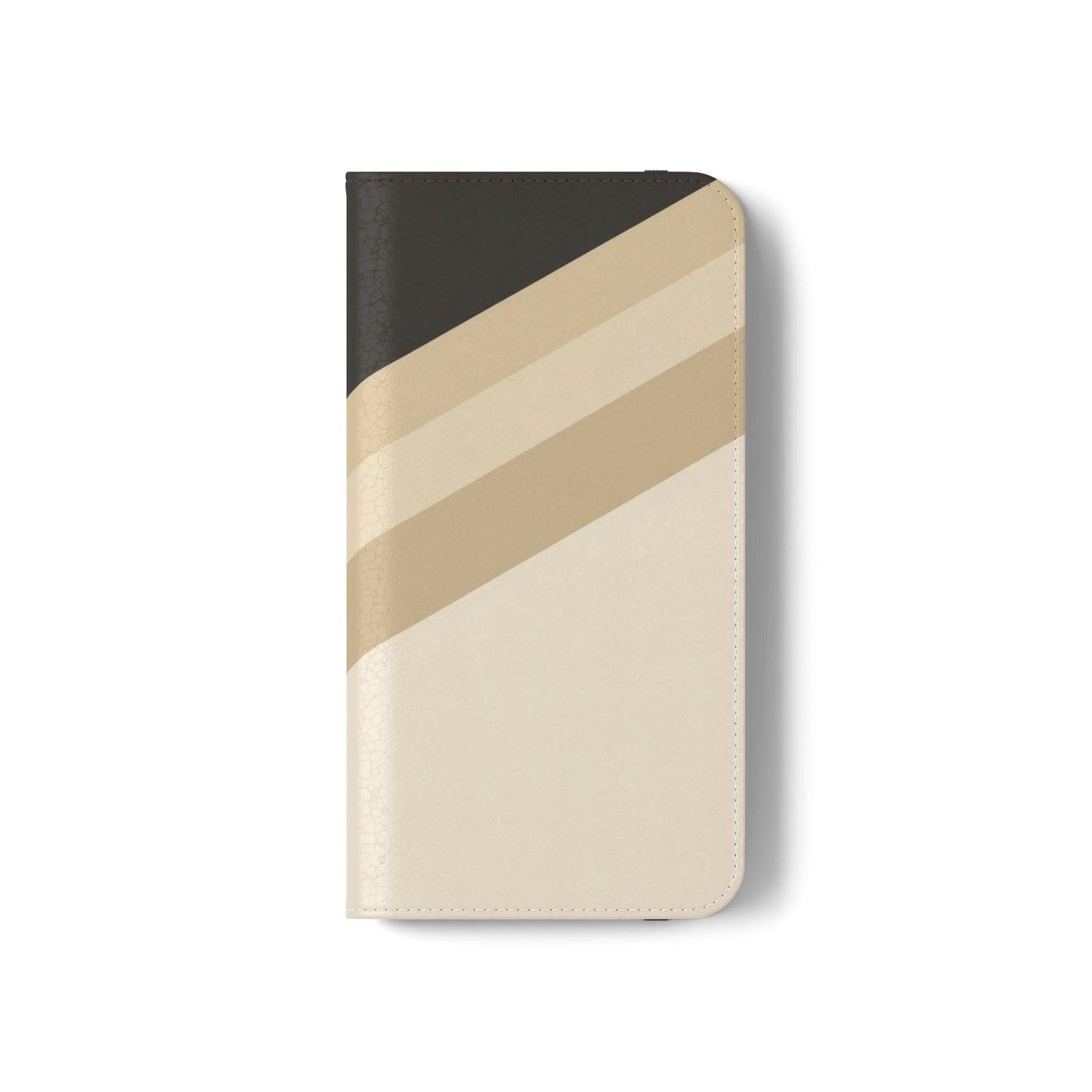 Retro Neutral Stripe Flip Phone Case — Wallet Folio with Card Slots