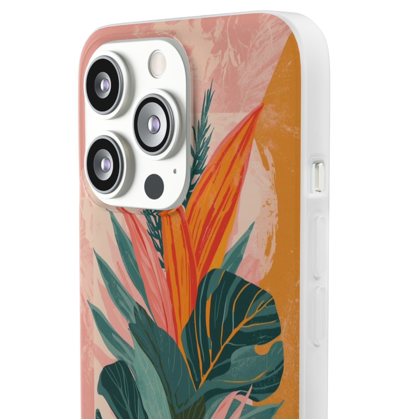 Tropical Botanical Phone Case — Pink & Orange Floral Flexi Case