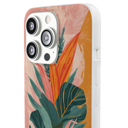 Tropical Botanical Phone Case — Pink & Orange Floral Flexi Case