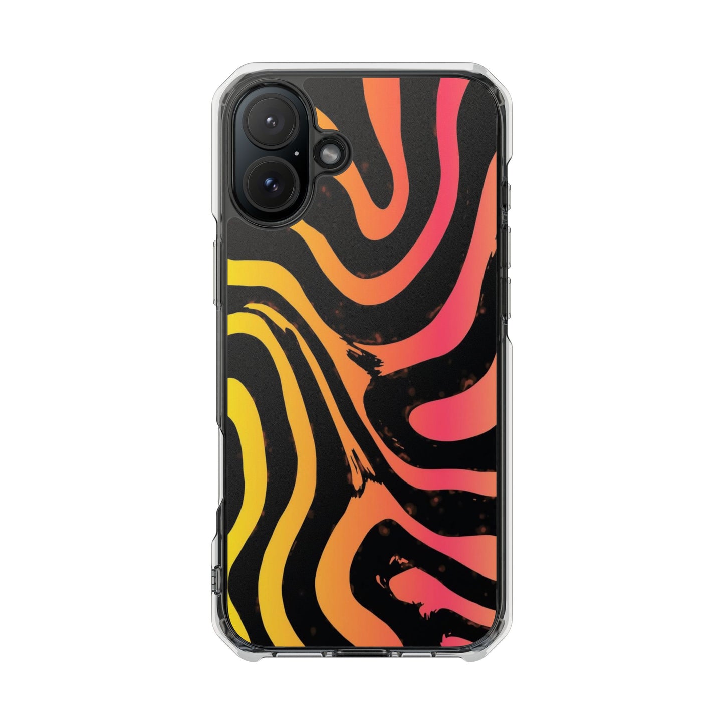 Clear Magnetic Impact Phone Case — Neon Zebra Stripe Design
