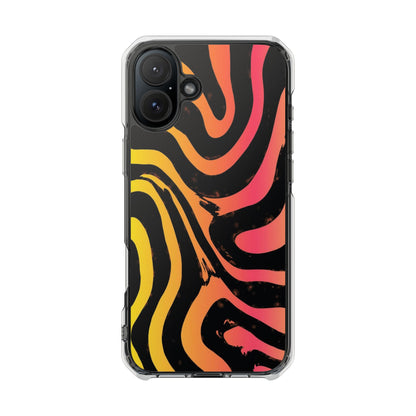 Clear Magnetic Impact Phone Case — Neon Zebra Stripe Design
