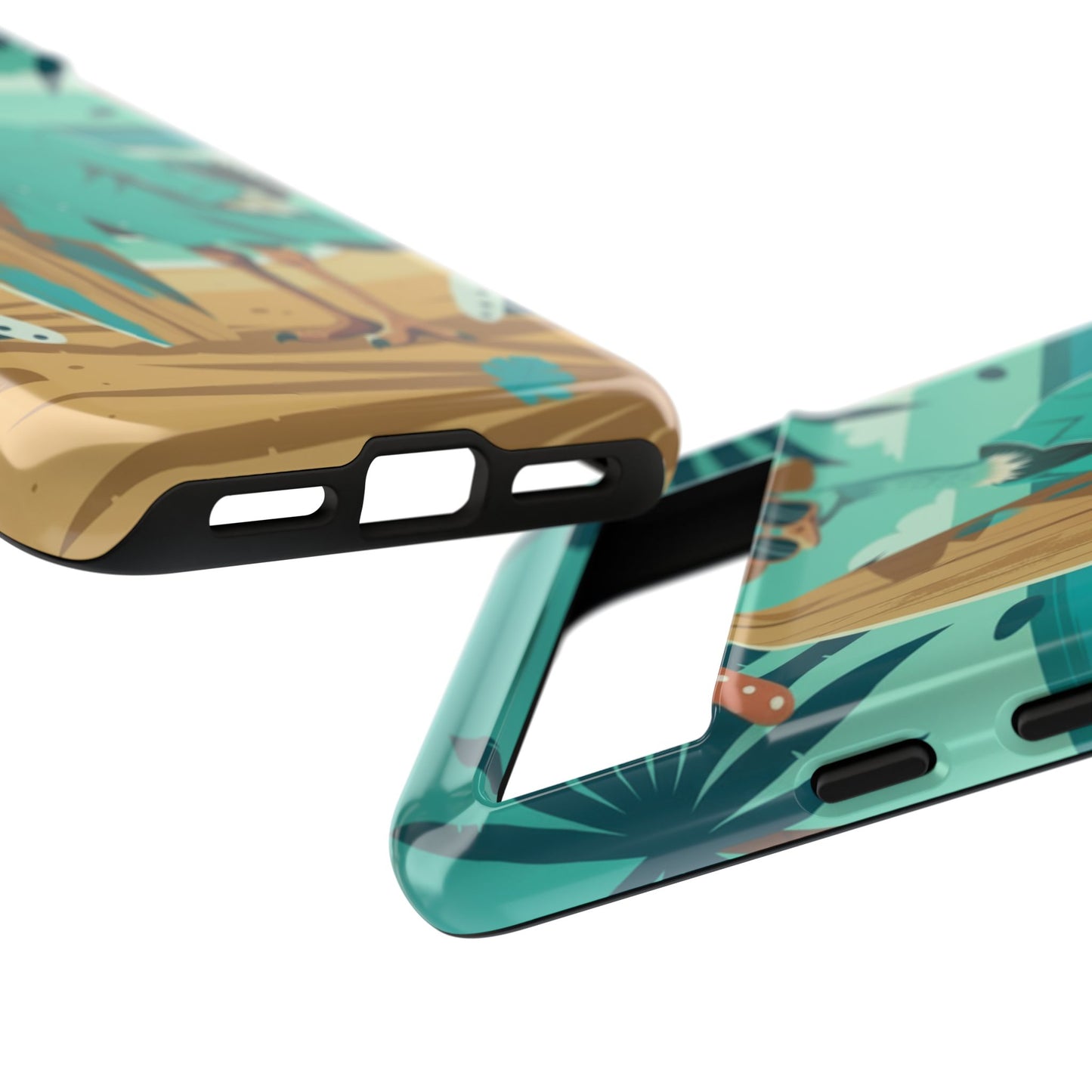 Phone Case — Retro Dressed Seagull Surfing Beach Illustration