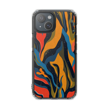 Clear Magnetic Phone Case — Retro Swirl Abstract Design