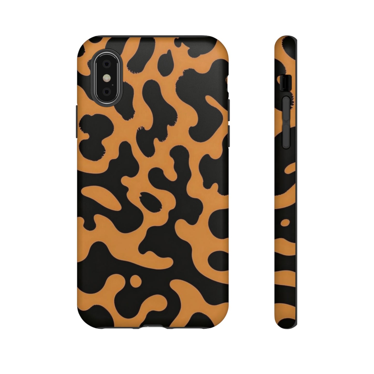 Leopard Print Phone Case — Orange & Black Tough Pattern Protective Cover