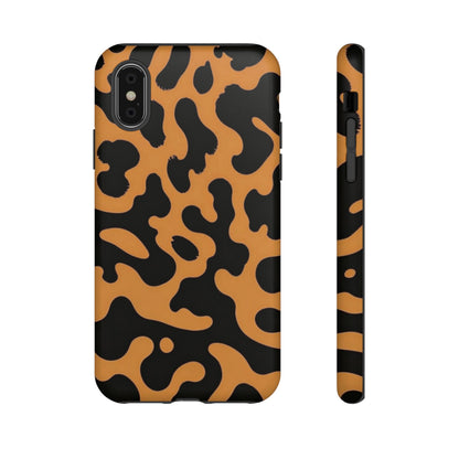 Leopard Print Phone Case — Orange & Black Tough Pattern Protective Cover