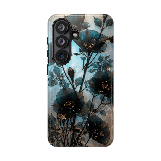 Floral Nightfall Phone Case — Moody Blue Botanical Tough Case