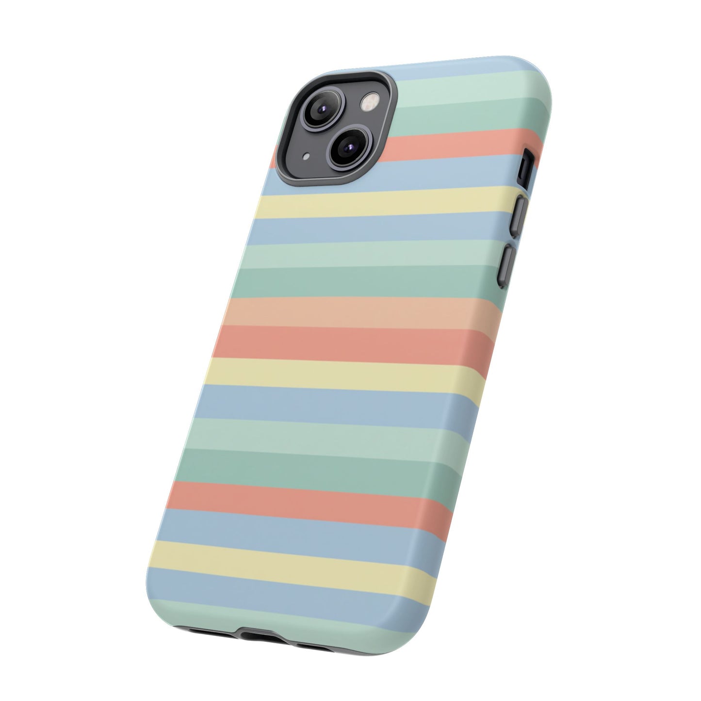 Pastel Striped Phone Case — Retro Horizontal Multi-Color Tough Case