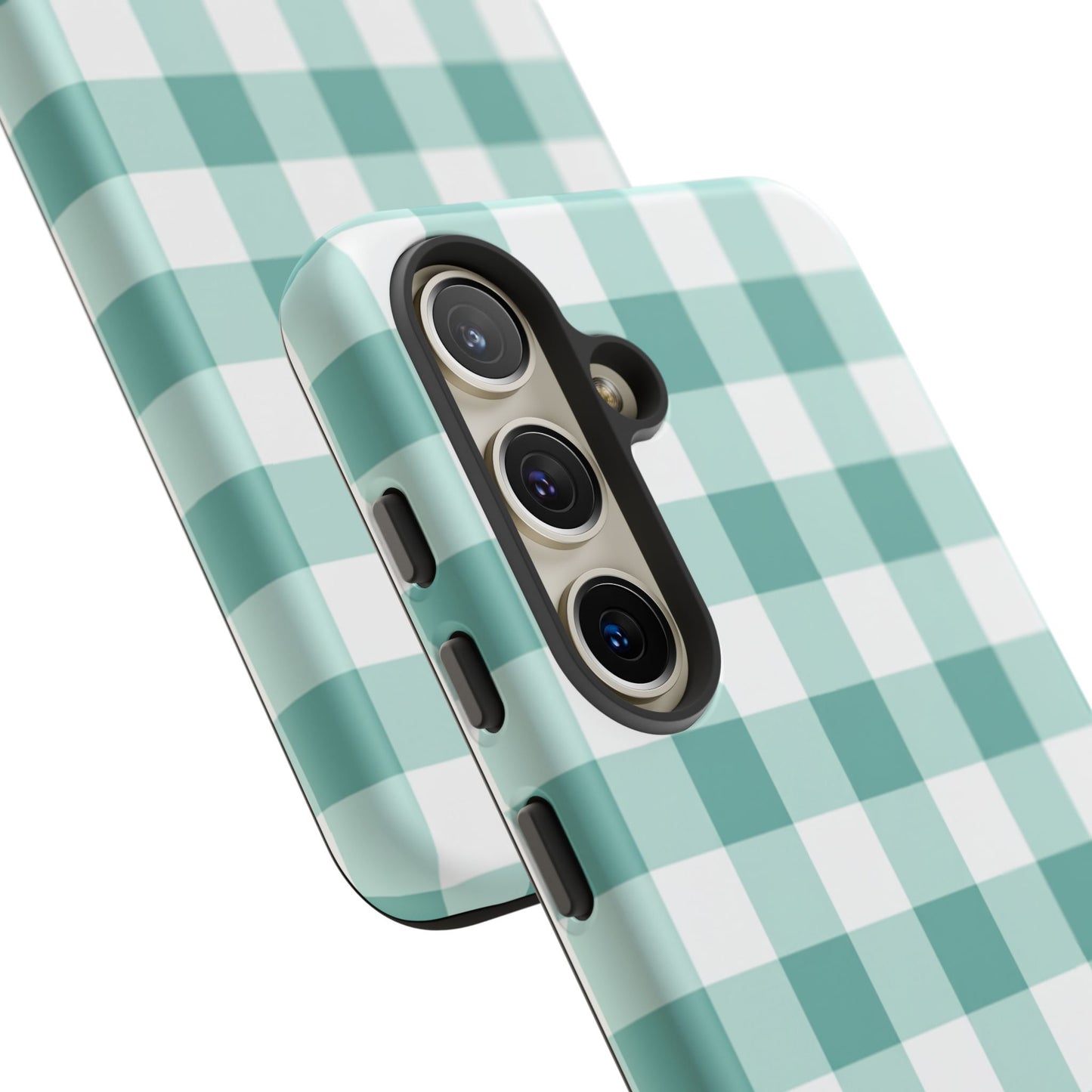 Mint Green Buffalo Check Tough Phone Case — Durable Plaid Protective Cover