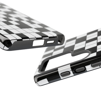 Crossword Grid Phone Case — Black & White Puzzle Pattern Tough Phone Cover