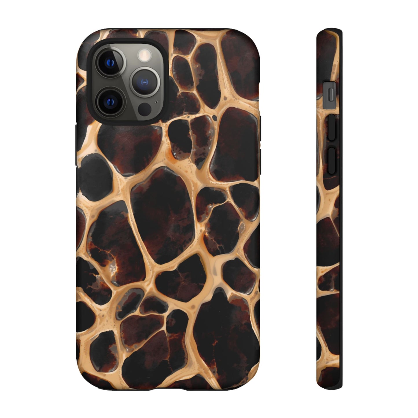 Phone Case — Brown Leather Dot Texture Rugged Protective Cover