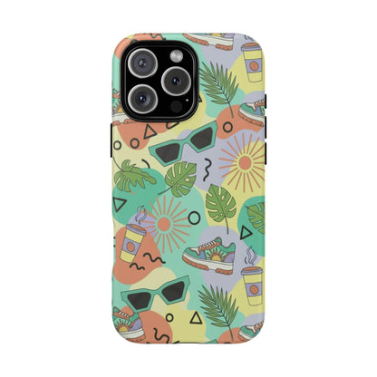 Tropical Summer Phone Case — Retro Sunglasses, Sneakers & Palm Pattern