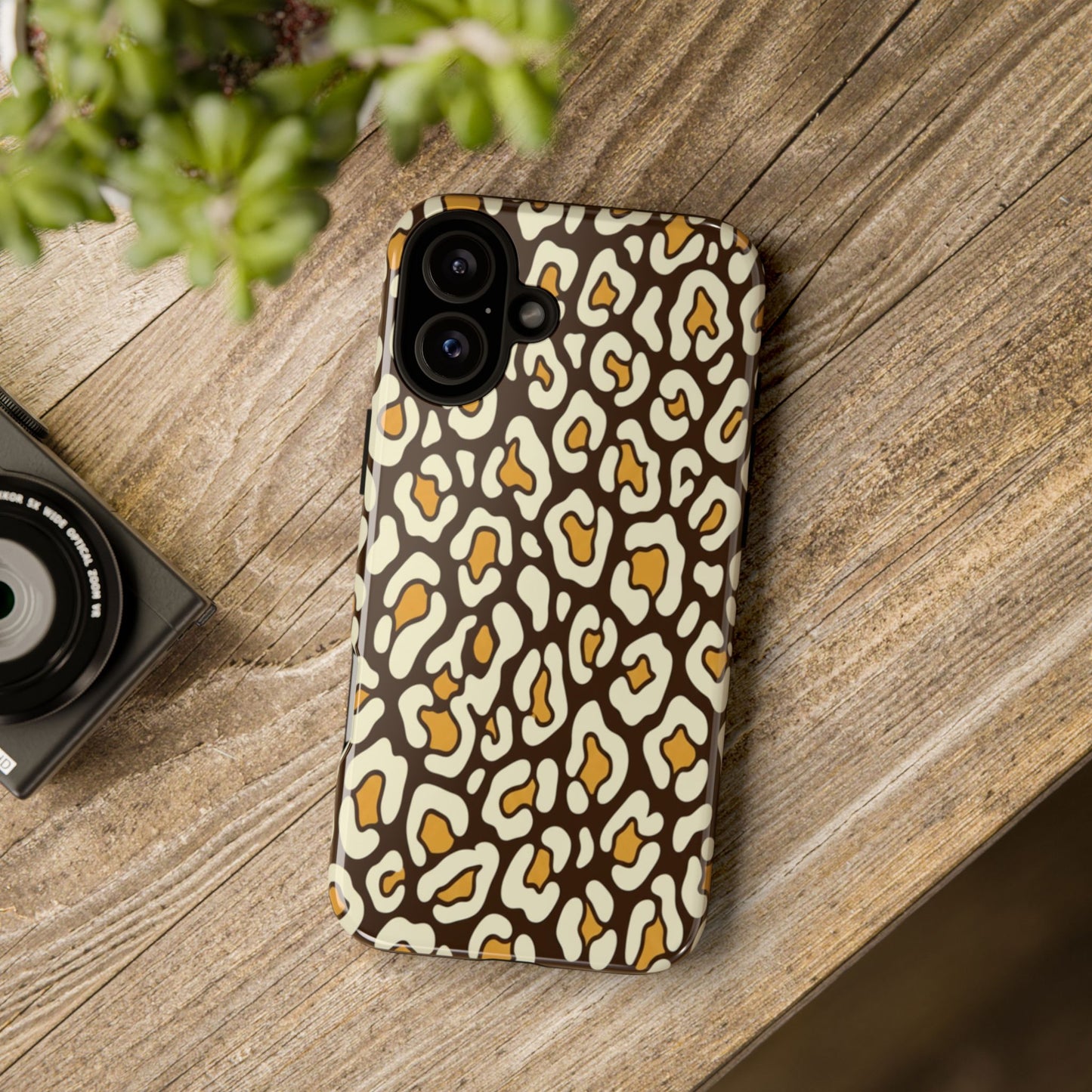 Leopard Print Tough Phone Case — Durable Protective iPhone Cover