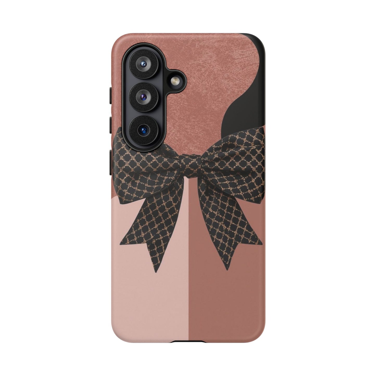 Bow Stripe Tough Phone Case – Pink Mauve Protective Cover