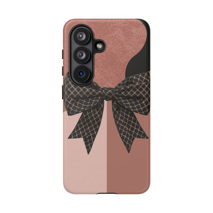 Bow Stripe Tough Phone Case – Pink Mauve Protective Cover