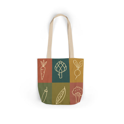 Vegetable Patch Tote Bag — Retro Produce Canvas Grocery Tote