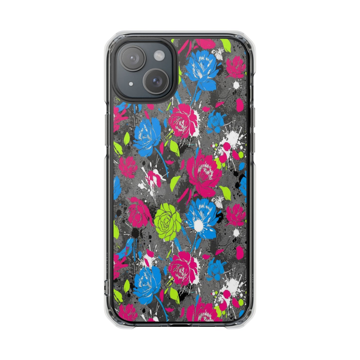 Copy of Clear Magnetic Phone Case — Bright Tropical Floral Impact Protection