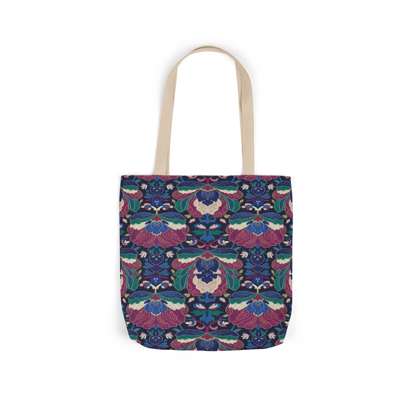Floral Kaleidoscope Canvas Tote Bag — Colorful Patterned Market Tote