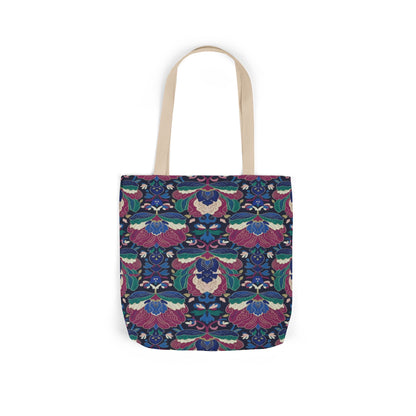 Floral Kaleidoscope Canvas Tote Bag — Colorful Patterned Market Tote