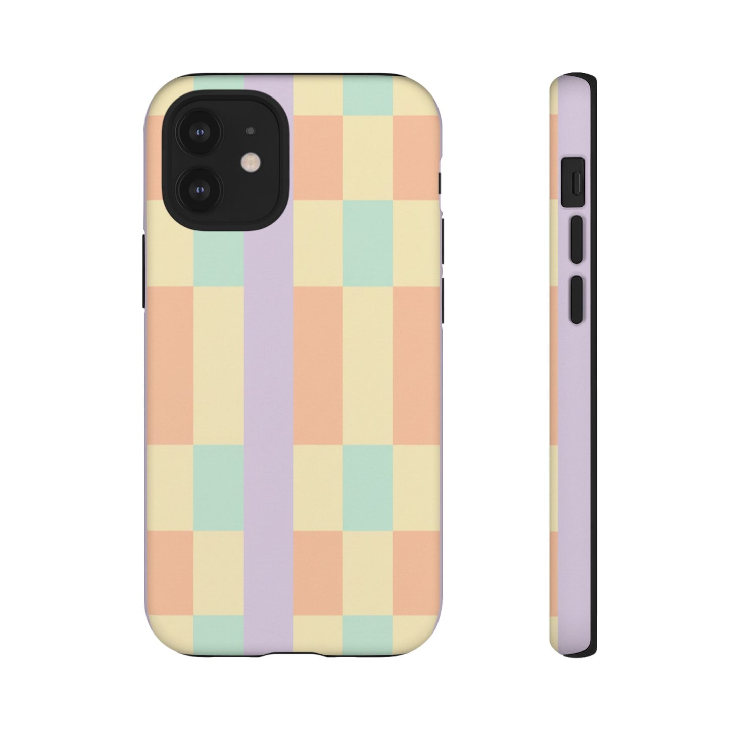 Pastel Checkered Phone Case — Retro Stripe Tough Case