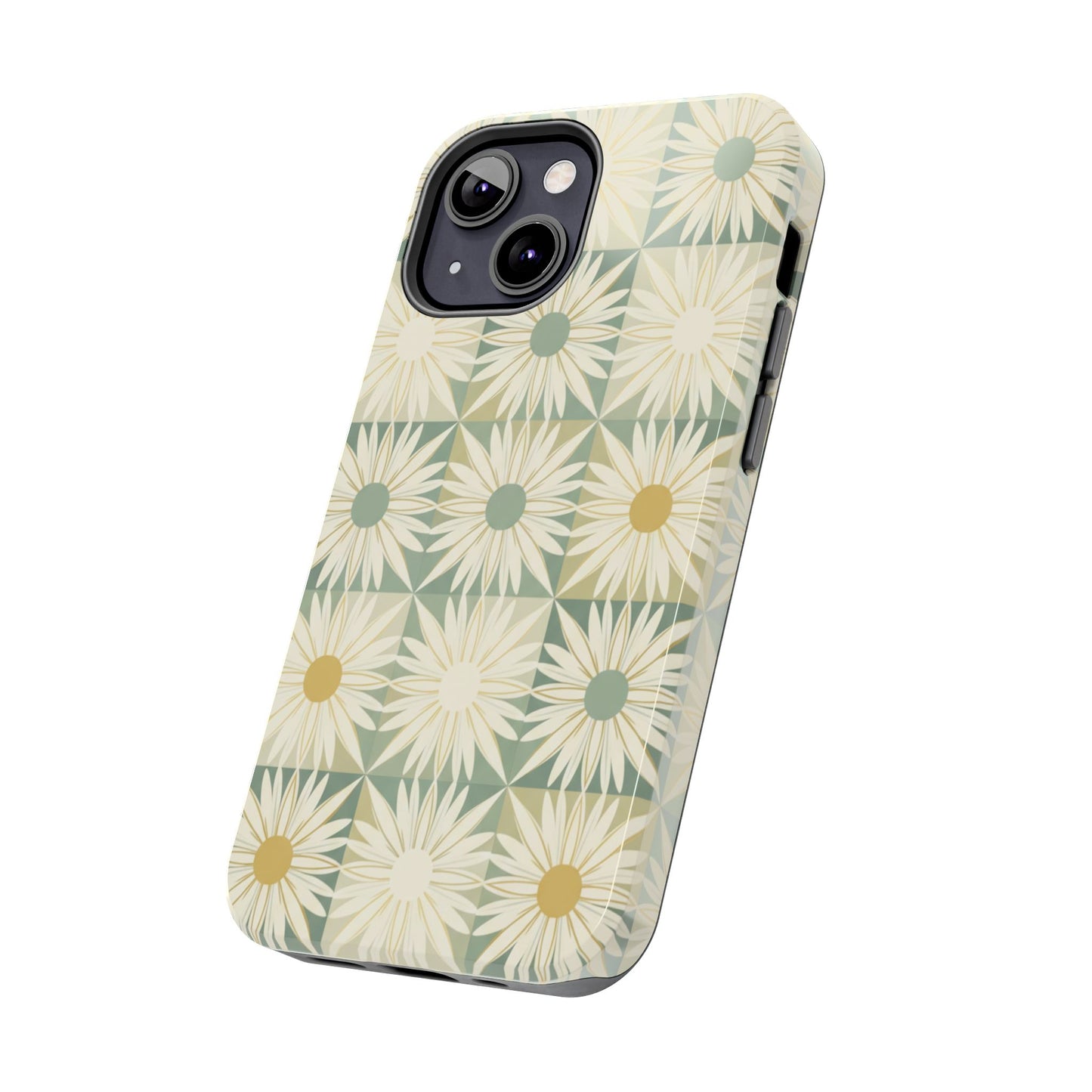 Retro Daisy Tough Phone Case — Vintage Floral Protective Cover for iPhone