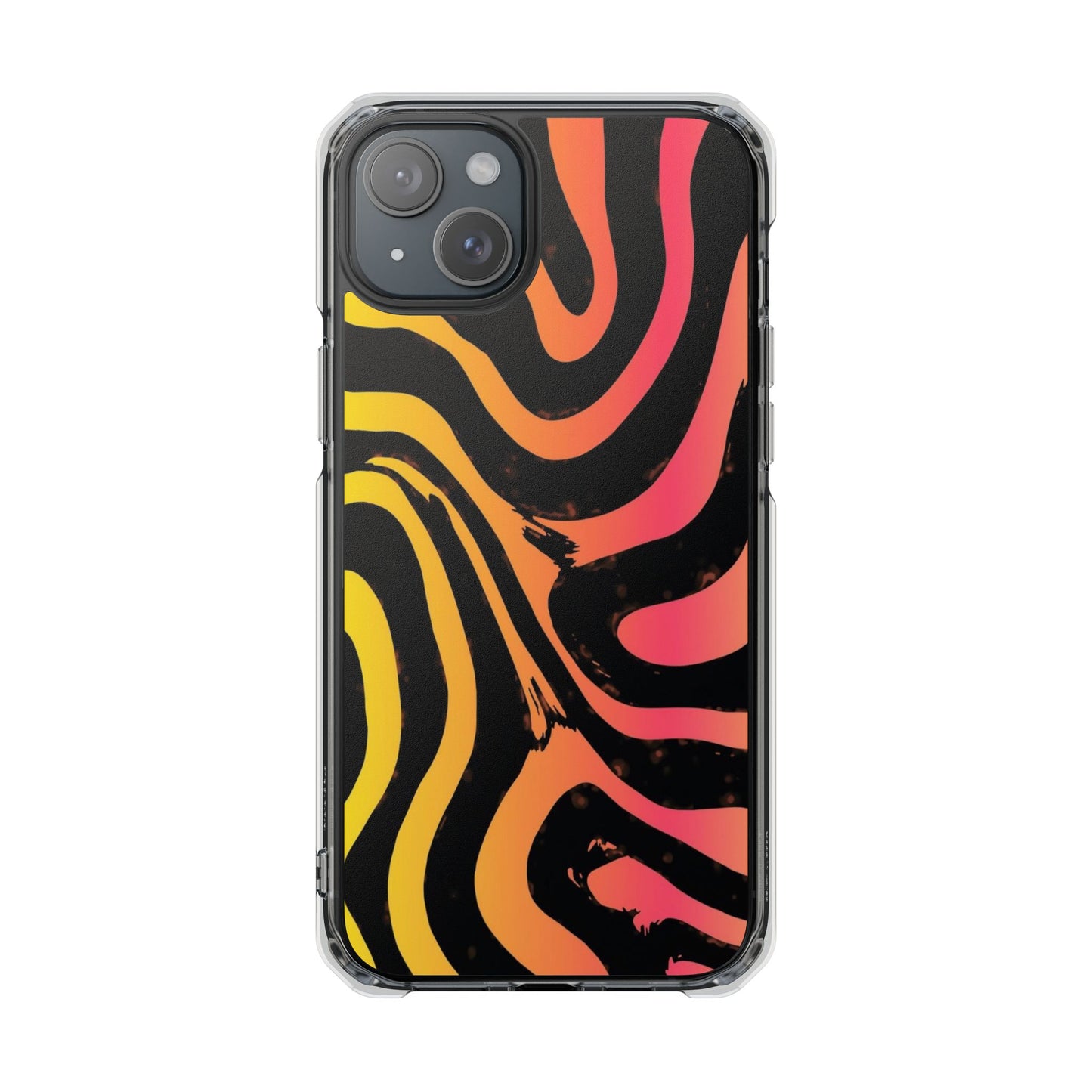 Clear Magnetic Impact Phone Case — Neon Zebra Stripe Design