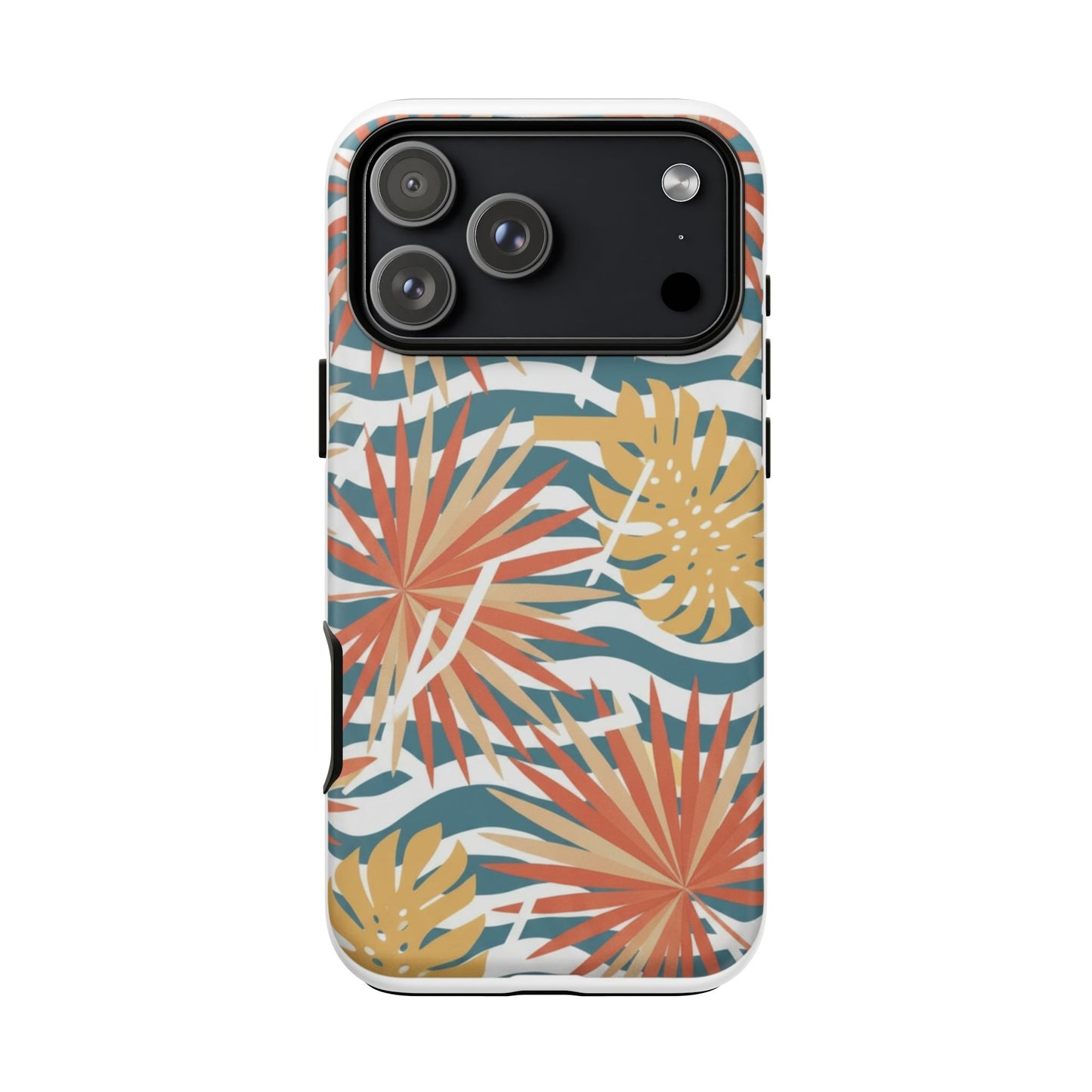 Tropical Palm Tough Phone Case – Retro Wave Floral Protective Cover