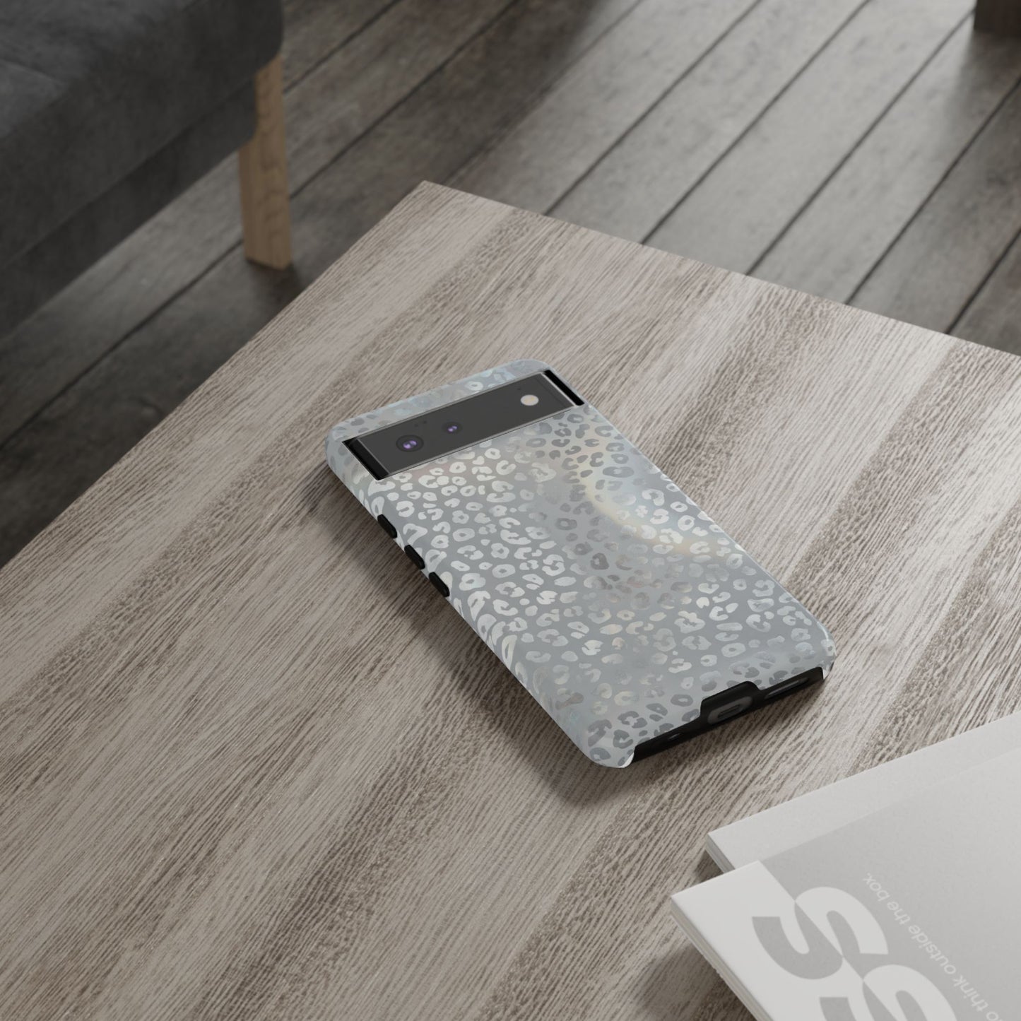Grey Leopard Print Tough Phone Case — Durable Protective iPhone Cover