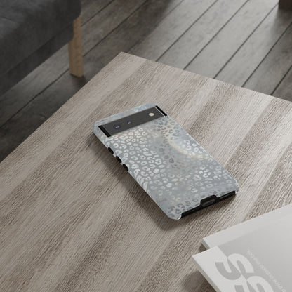 Grey Leopard Print Tough Phone Case — Durable Protective iPhone Cover
